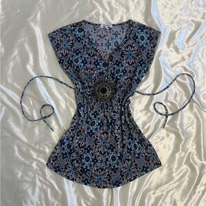 Vintage Y2K Speechless Boho Print Top with Medallion Detail – Size Small
